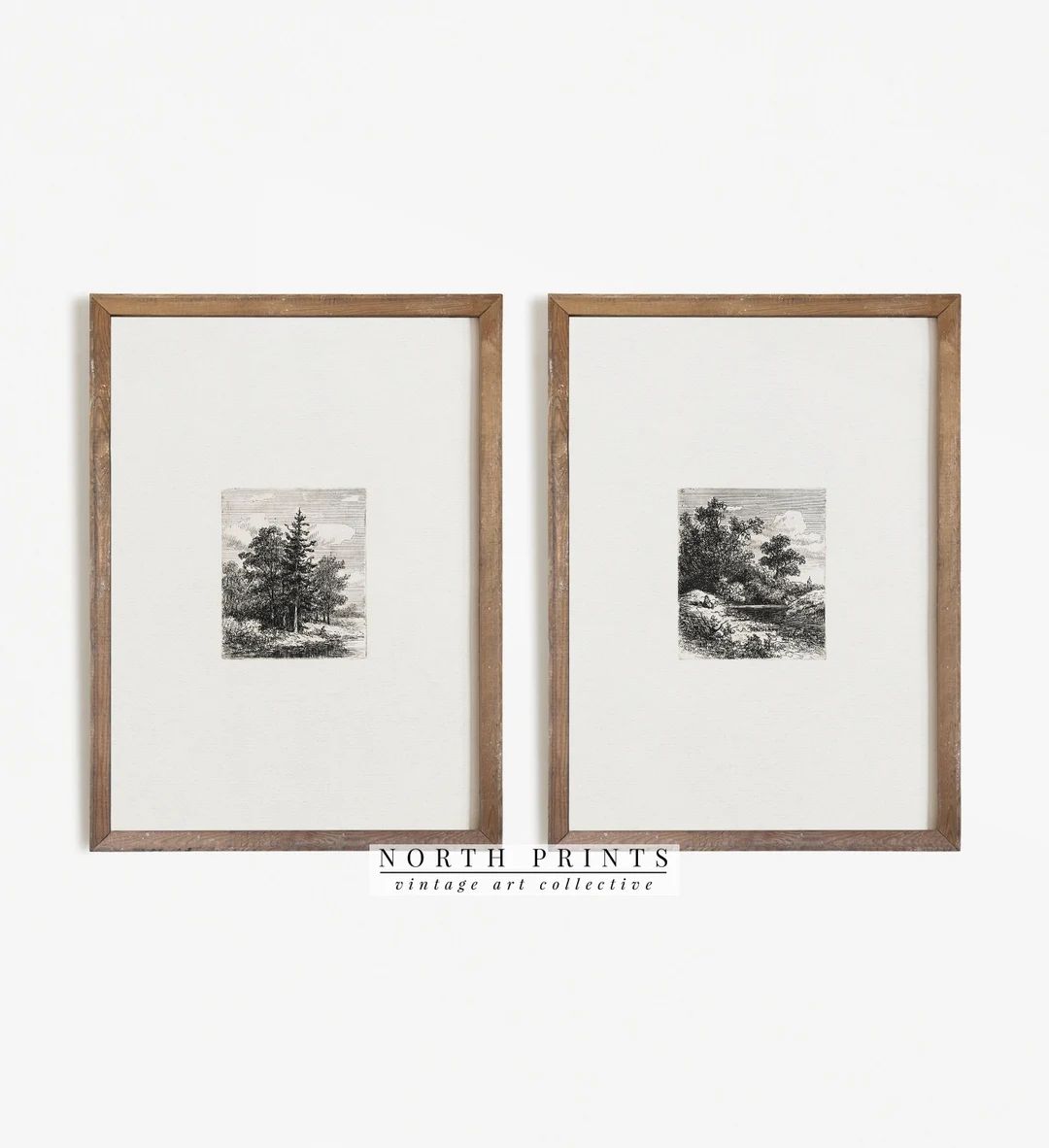 Vintage Neutral Print SET | Landscape Sketch Drawings PRINTABLE #S2-14 | Etsy (US)