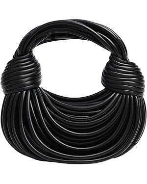 Woven Crossbody Bag for Women, Small Leather Clutch Purse, Knotted Bread Handbag, Top Handle Nood... | Amazon (US)