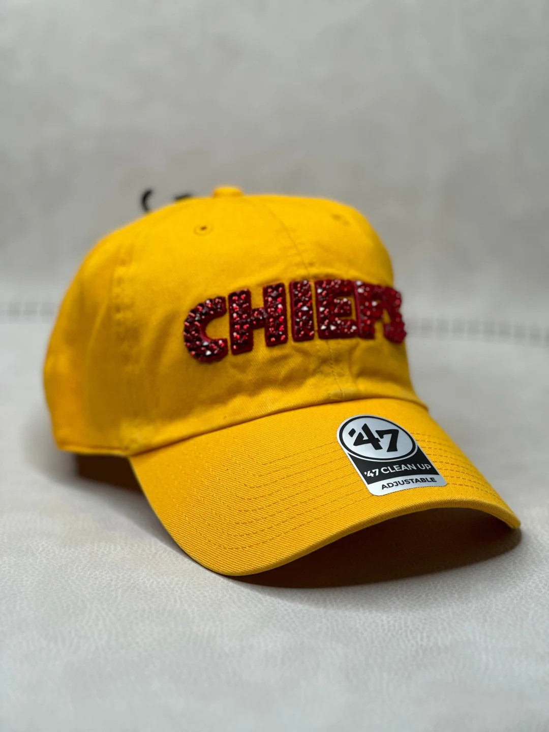 Yellow KC Chiefs Text Bling Hat  Swarovski Crystals Sports - Etsy | Etsy (US)