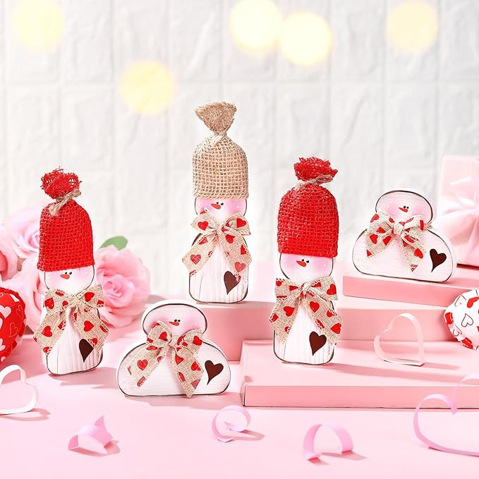 Yousoontic 5 Pcs Valentine's Day Decorations Valentines Snowman Wooden Snowman Sign Tables Center... | Amazon (US)