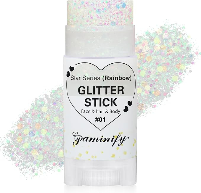Rainbow White Hair Glitter Stick for Kids,Mermaid Fairy Costume Body Face Glitter, Singer Concert... | Amazon (US)
