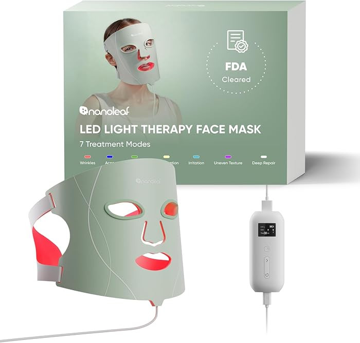Nanoleaf FDA-Cleared LED Light Therapy Face Mask with 7 Treatment Modes - Professional Red & Blue... | Amazon (US)