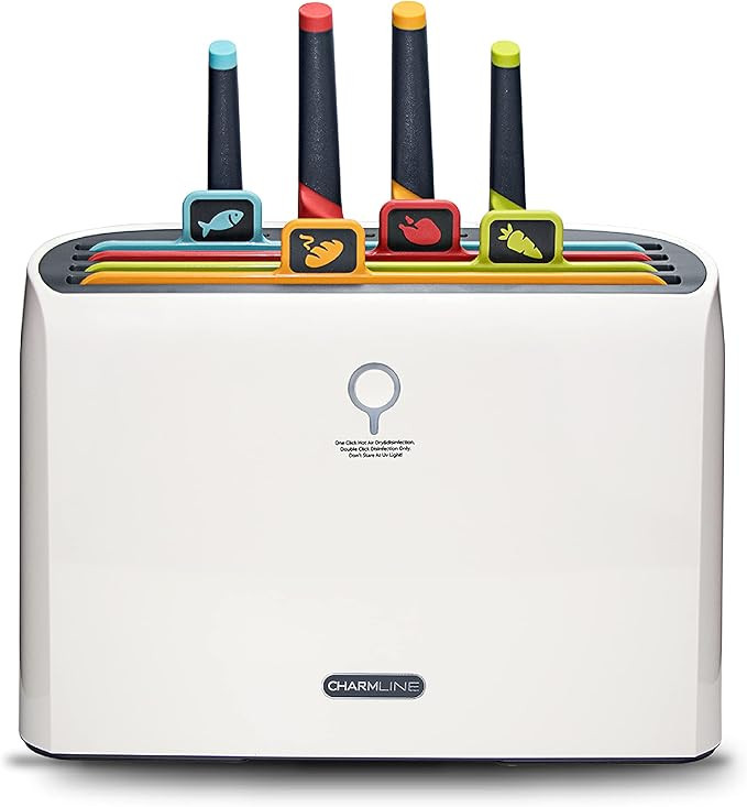 Charmline Smart Cutting Board And Kinfe Set With Holder, 4 Color Coded Chopping Boards, 4 Knives,... | Amazon (US)