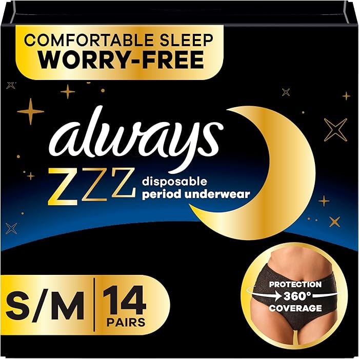 Always ZZZ Overnight Disposable Period Underwear for Women Small/Medium, 360\u00b0 Coverage for W... | Amazon (US)