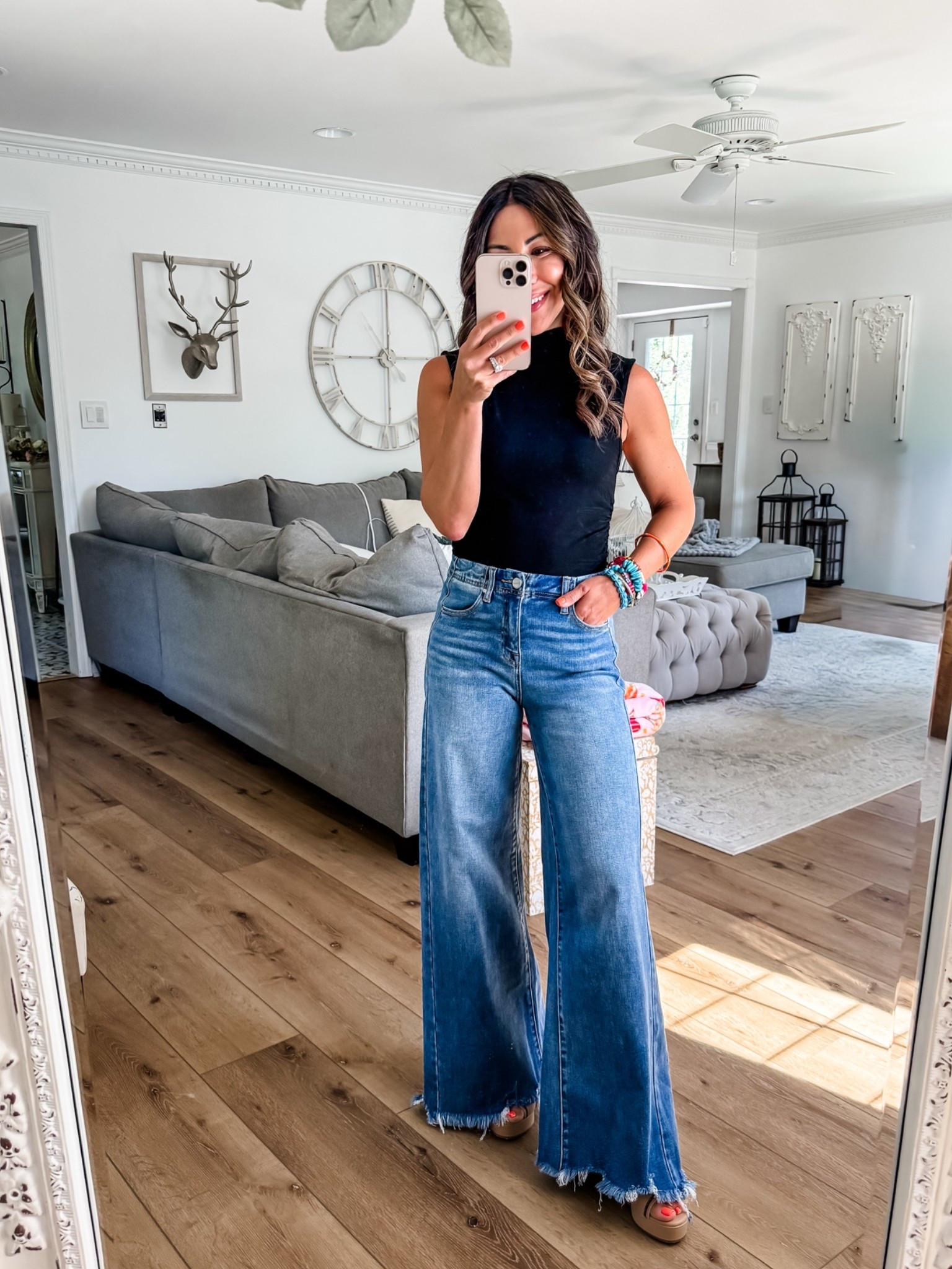 25 wide leg jeans. Small tank.

#LTKOver40 #LTKPetite