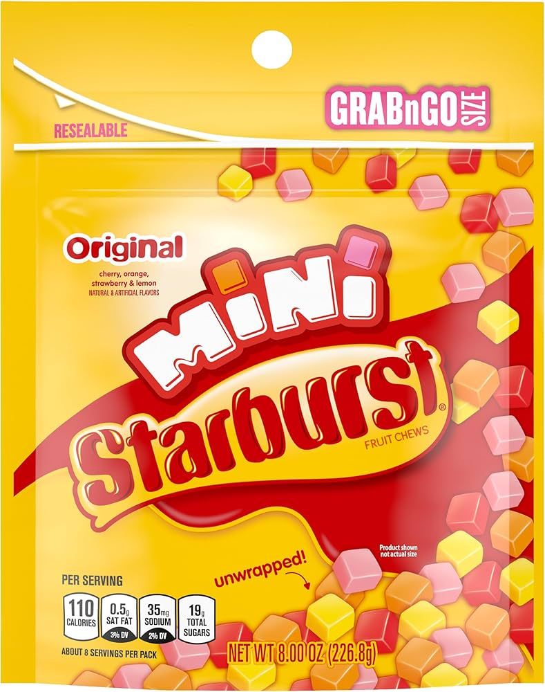 Starburst Minis Original Stand Up Pouch Unwrapped, 8 Ounce (Pack of 1), GrabnGo Size | Amazon (US)