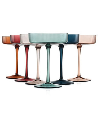 The Wine Savant Colored Classic Art Deco Coupe Glasses Set of 6 - Macy's | Macy's