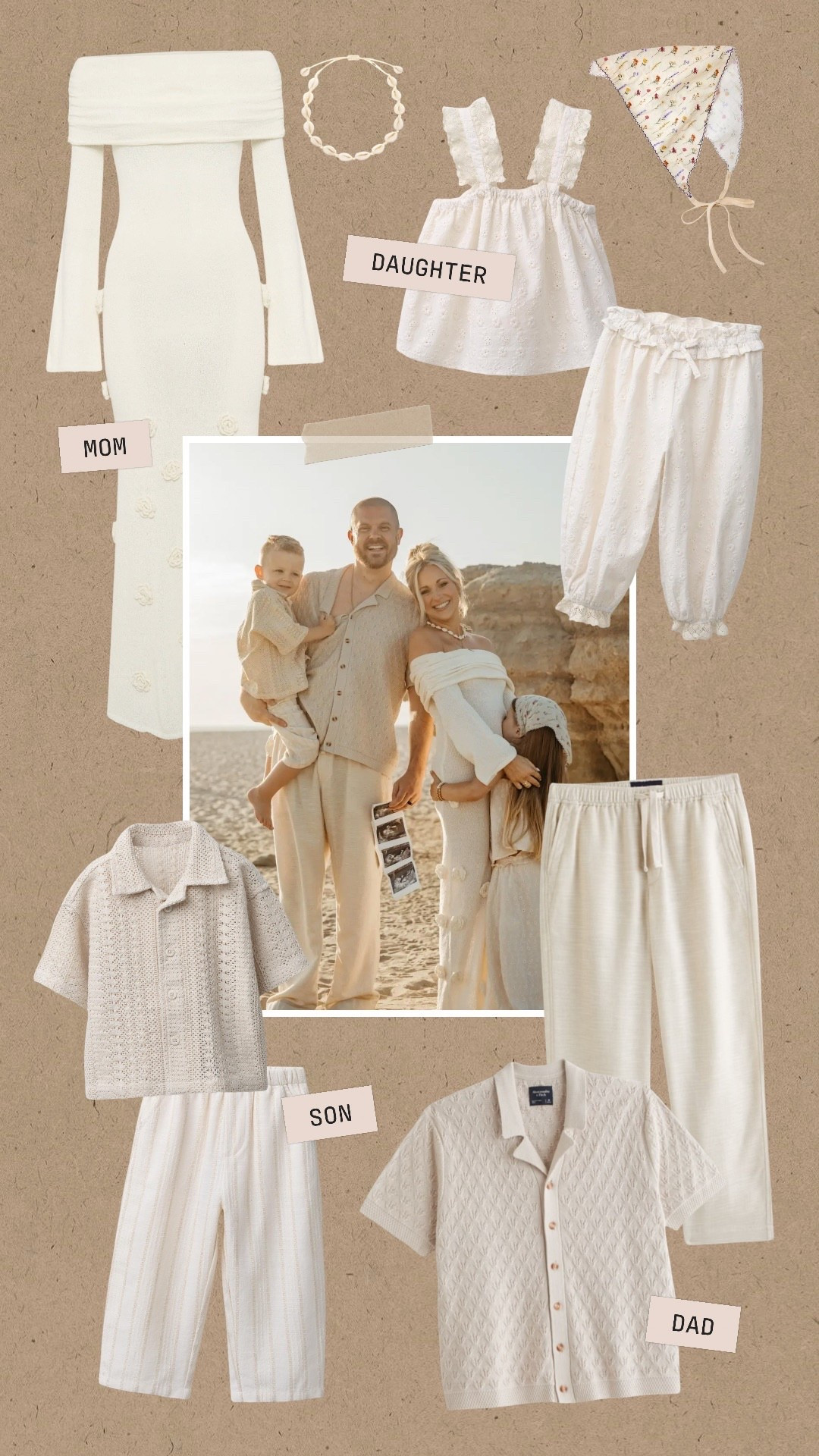 Pregnancy Announcement Photo Outfits // Beach Family Photo Outfits // Neutral Fam Photo Outfits 

Wearing a small in the dress! Everything else for the fam runs TTS! 

#LTKBump #LTKmomlife #LTKKids