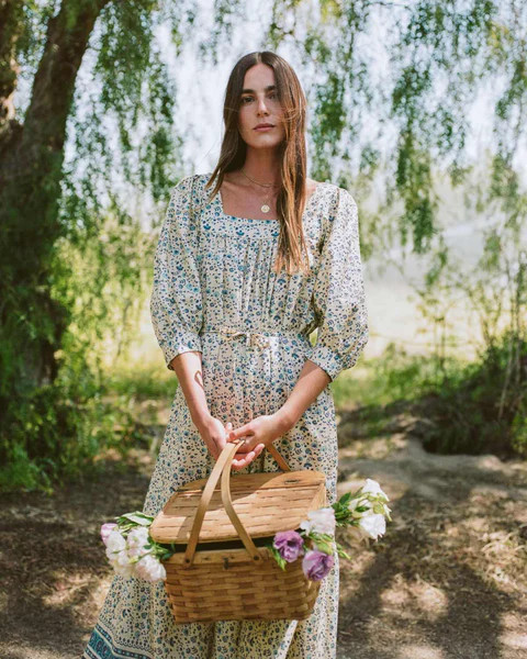 The Bianca Dress | Larkspur Ditsy Field Silk-Cotton | Christy Dawn