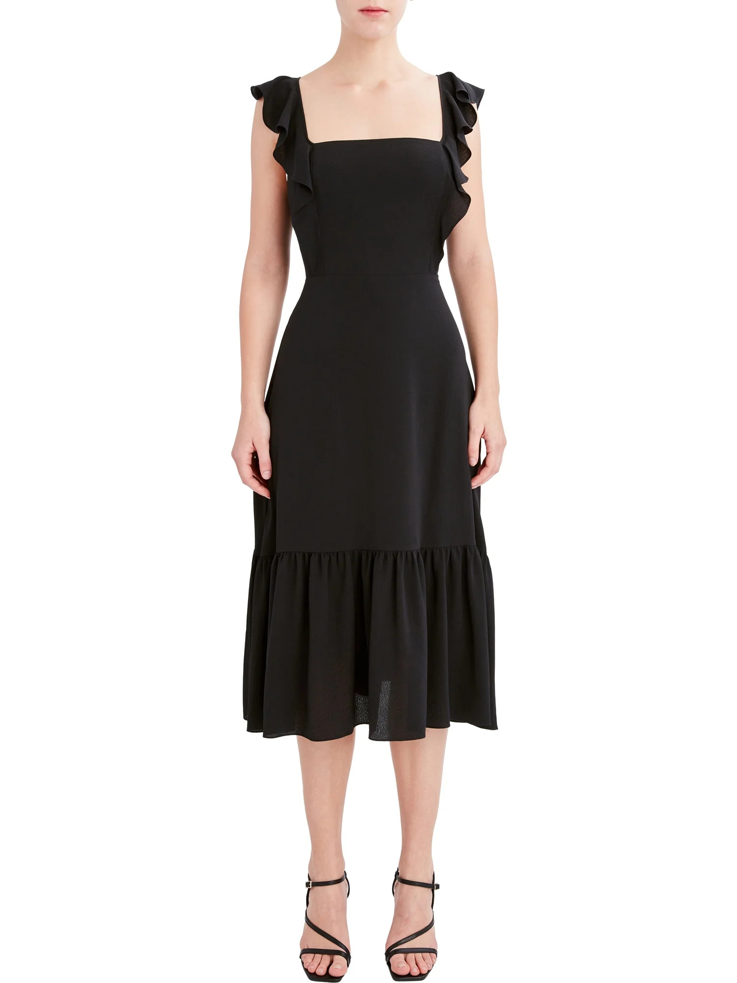 BCBG Paris Women's Ruffle Strap Midi Dress | Walmart (US)
