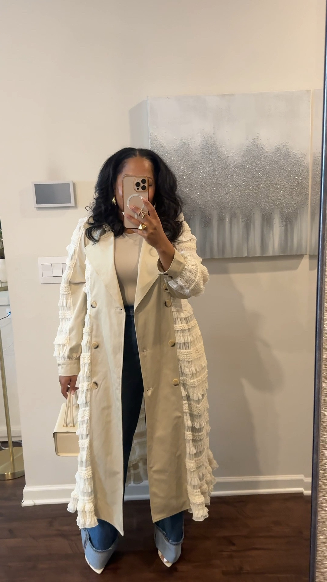 Easy outfit for lunch date. Loving this trench coat from. @Avec les filles wearing a size XL but recommend sizing down. Outfit is older tagged similar styles.

#LTKdayinmylife #LTKOver40 #LTKgrwm