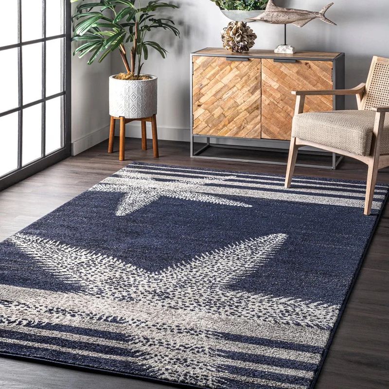 Thomas Paul Starfish and Striped Blue Area Rug | Wayfair North America