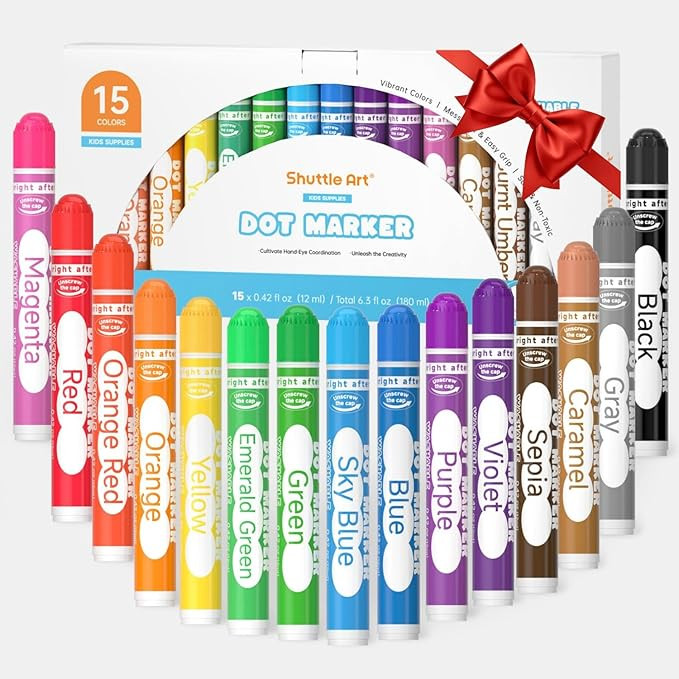 Shuttle Art Dot Markers, 15 Colors Washable Dot Markers for Toddlers,Bingo Daubers Supplies for K... | Amazon (US)