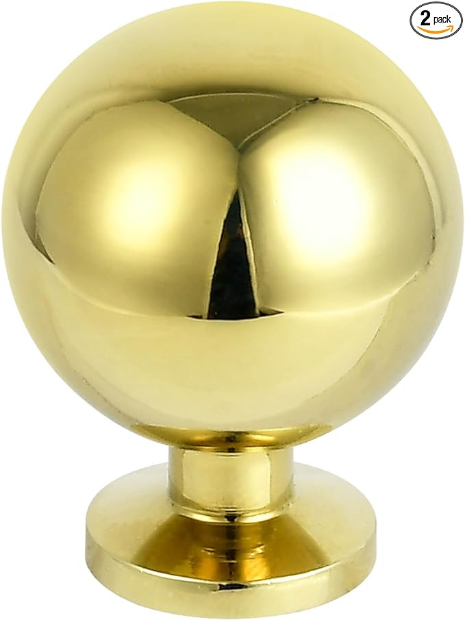 FLIRABBIT Polished-Brass Drawer Cabinet Knobs - Solid Brass Handles Hardware for Dresser Kitchen ... | Amazon (US)