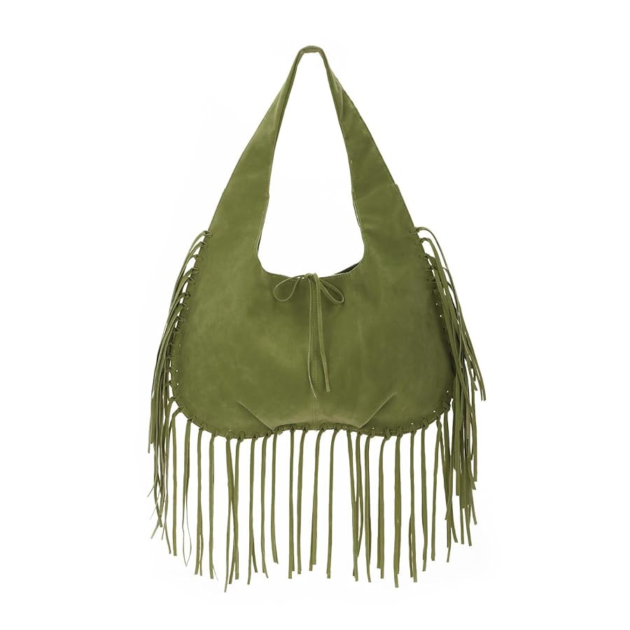 Emprier vintage Fringe Shoulder Bags for Women Western Hobo Handbags Vegan Faux Suede Leather Tas... | Amazon (US)