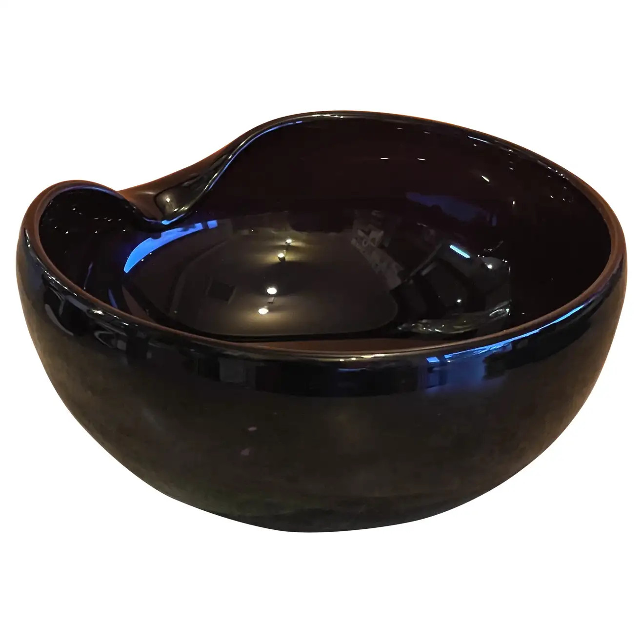 Black Thumbprint Art Glass Centerpiece Bowl by Elsa Peretti for Tiffany and Co. | 1stDibs