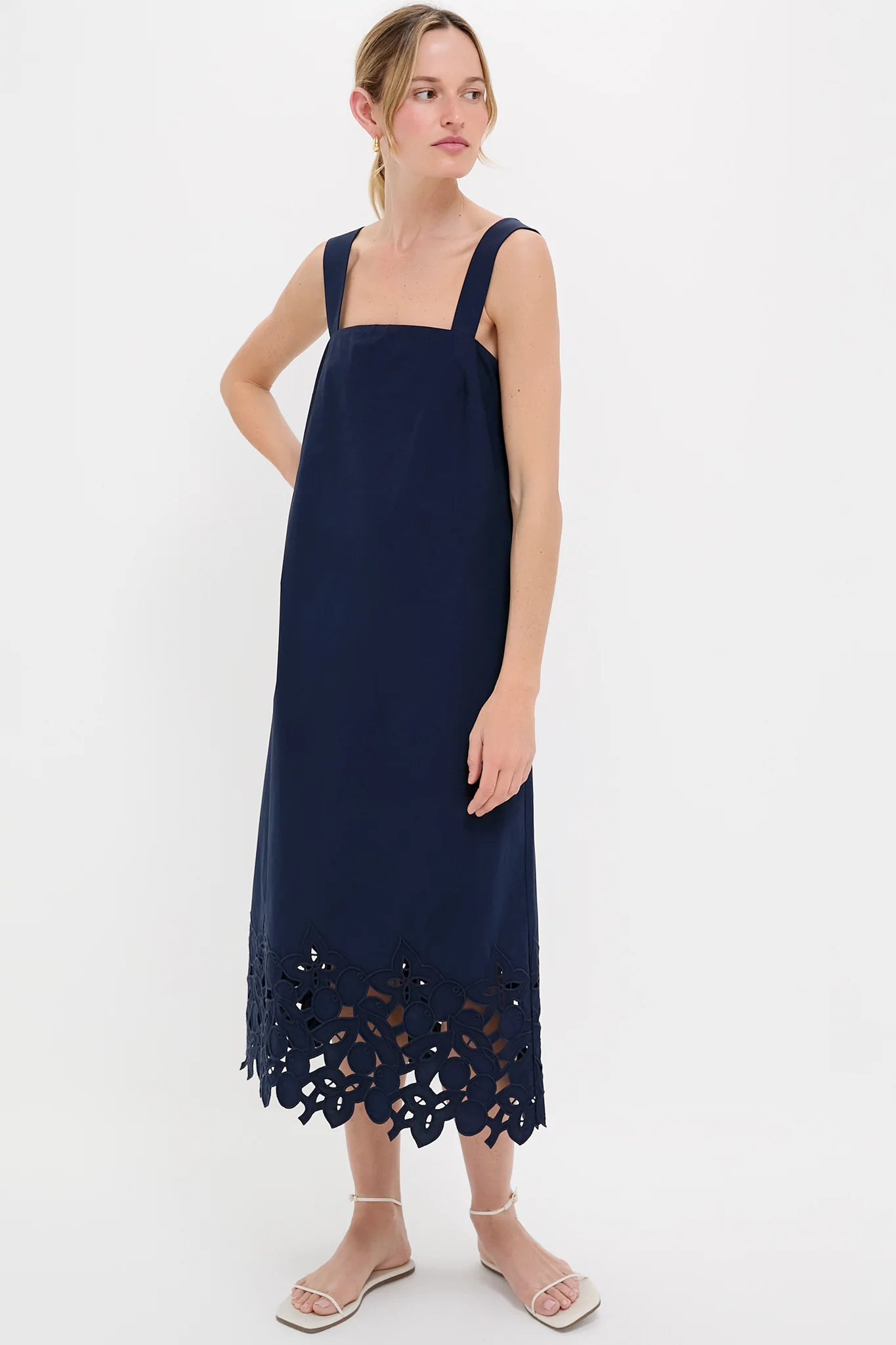 Navy Cotton Eyelet Moria Dress | Tuckernuck (US)