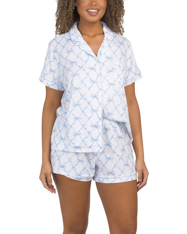 2pc Bow Trellis Top And Shorts Pajama Set | Marshalls