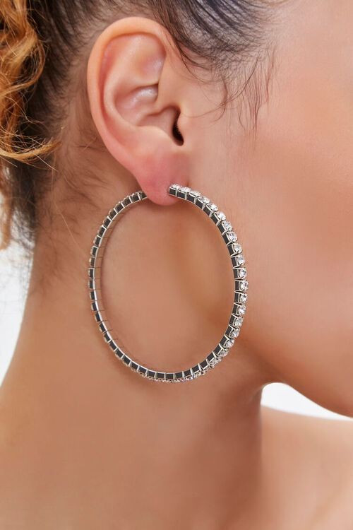 Rhinestone Box Hoop Earrings | Forever 21 (US)