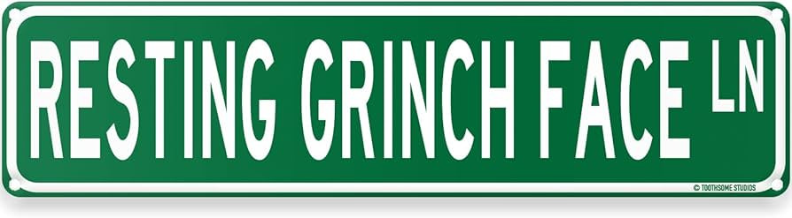 Resting Grinch Face Ln Christmas Theme Street Sign 16" x 4" Holiday Humor Ornament Novelty Home D... | Amazon (US)
