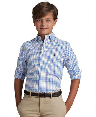 Polo Ralph Lauren Big Boys Plaid Cotton Poplin Shirt - Macy's | Macy's