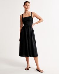 Emerson Poplin Wide Strap Midi Dress | Abercrombie & Fitch (UK)