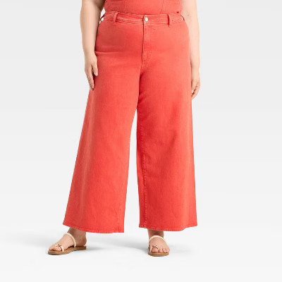 Women's High-Rise Sailor Wide Leg Ankle Jeans - Universal Thread™ Red 2 | Target