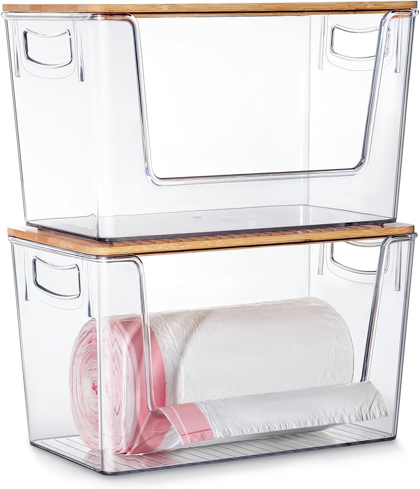 Hudgan 2 Set Stackable Storage Trash Bag Holder Dispenser for Home Edit, Potato and Onion Storage | Amazon (US)