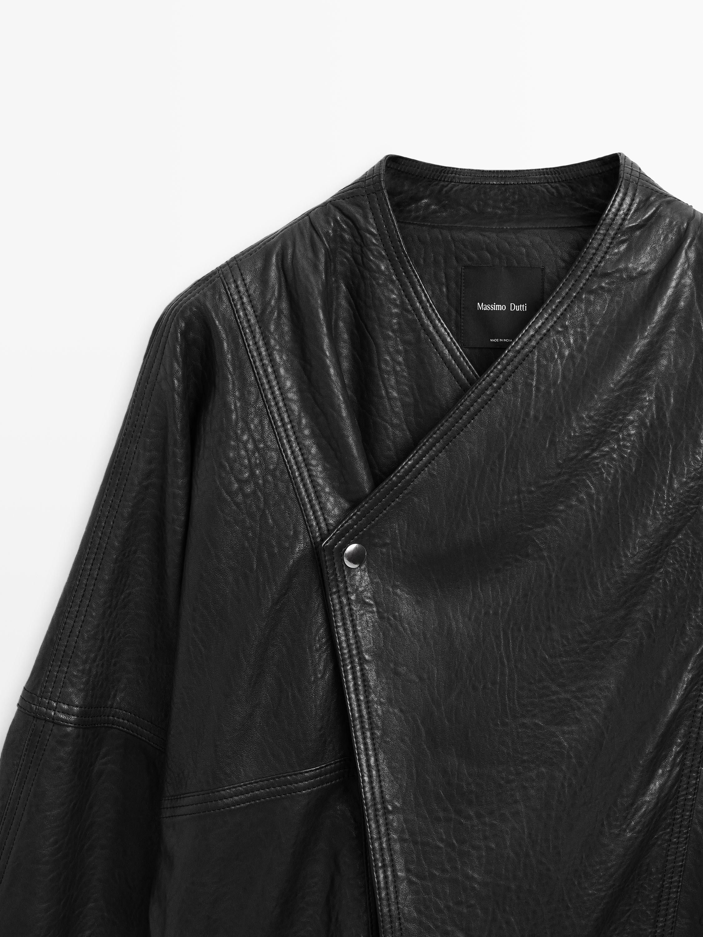 Leather bomber jacket | Massimo Dutti UK