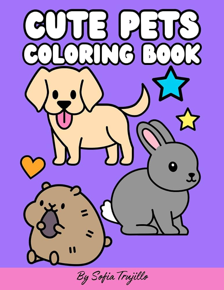 Cute Pets Coloring Book: Fun and Easy Pet Coloring Pages for Kids Ages 4+: Dogs, Cats, Bunnies, a... | Amazon (US)