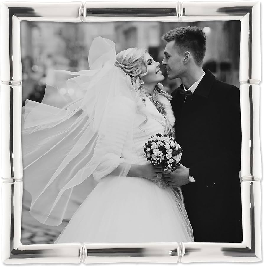 Lawrence Frames Bamboo Design Metal Frame, 4x4, Silver | Amazon (US)