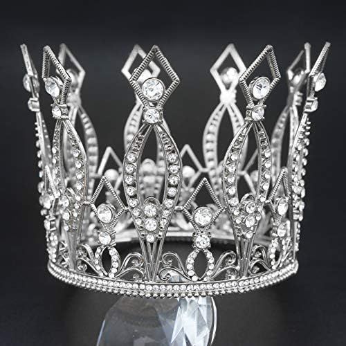 Silver Crown, Vofler Cake Topper Baroque Queen Tall Tiara Crystal Rhinestone Hair Decor for Women La | Amazon (US)