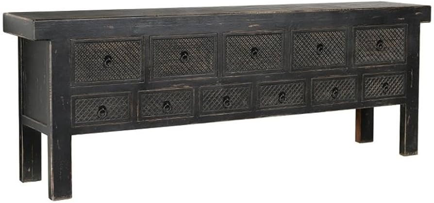 Kosas Home Lahey 11-Drawer Reclaimed Pine Wood Console Table in Black | Amazon (US)