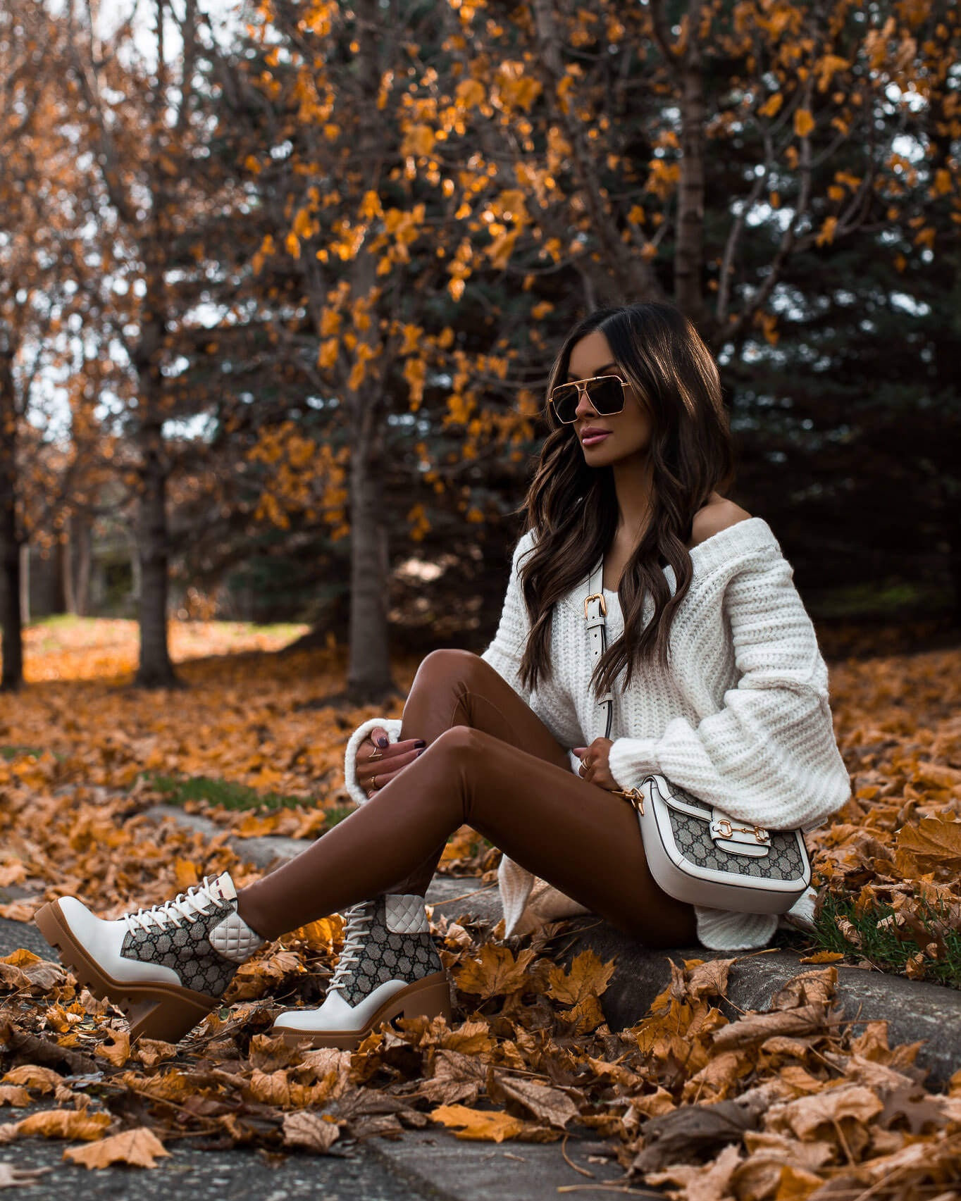 Fall outfit ideas
Revolve chunky knit sweater
Commando faux leather leggings
Gucci lug sole boots
Gucci horsebit mini bag 

#LTKstyletip #LTKfindsunder100 #LTKitbag