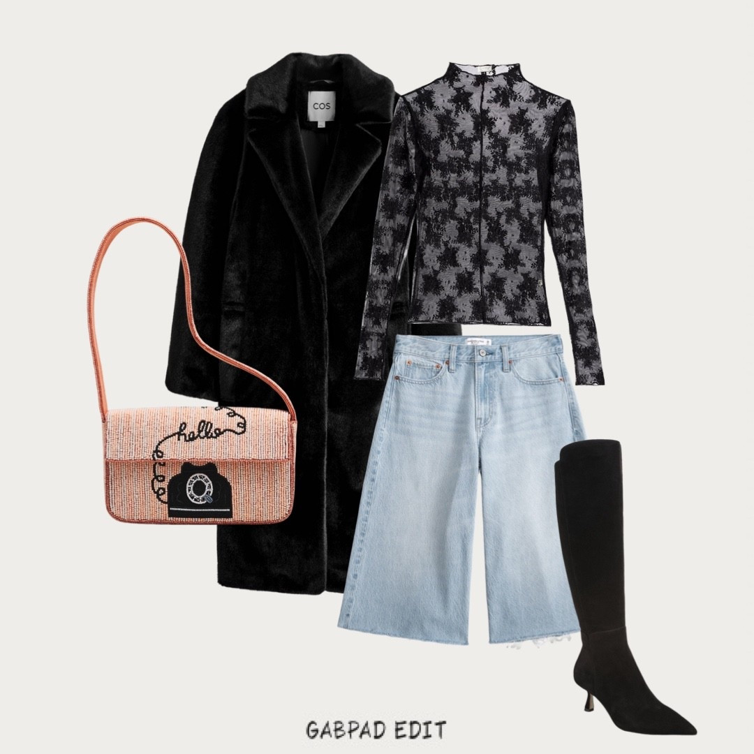 New weekend uniform 
Denim jorts 
Long sleeve sheer top
Tall black books 
Long coat
Party bag 

#LTKPetite #LTKOver40 #LTKootd