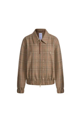 Ophelia Crystal Embellished Bomber Jacket in Wool Blend | Fabrique