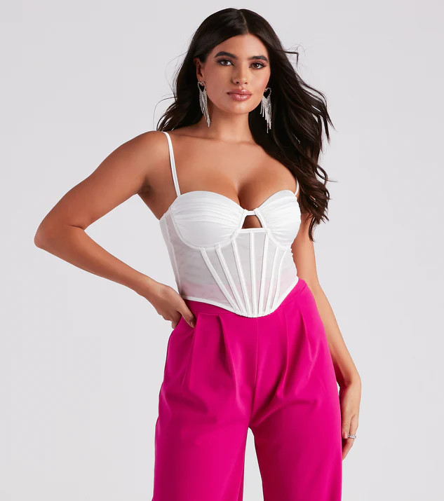 Total Babe Satin Mesh Corset Top | Windsor Stores