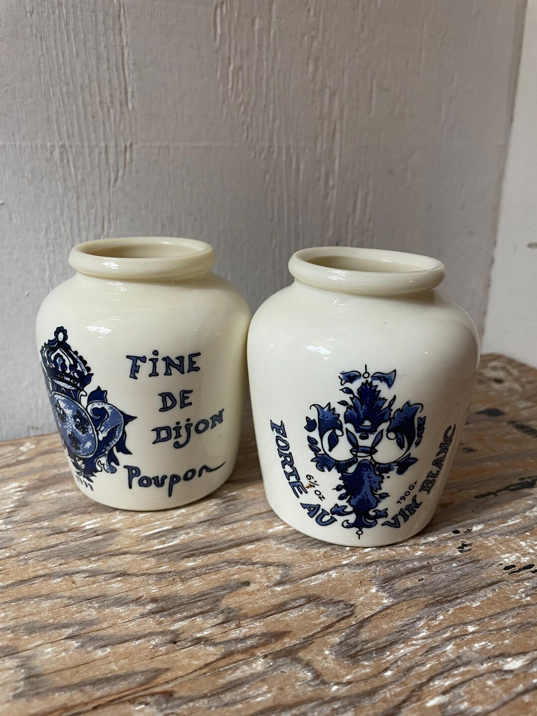 Set of 2 French Mustard Jars - Fine De Dijon Poupon - Forte Au Vin Blanc - Etsy | Etsy (US)