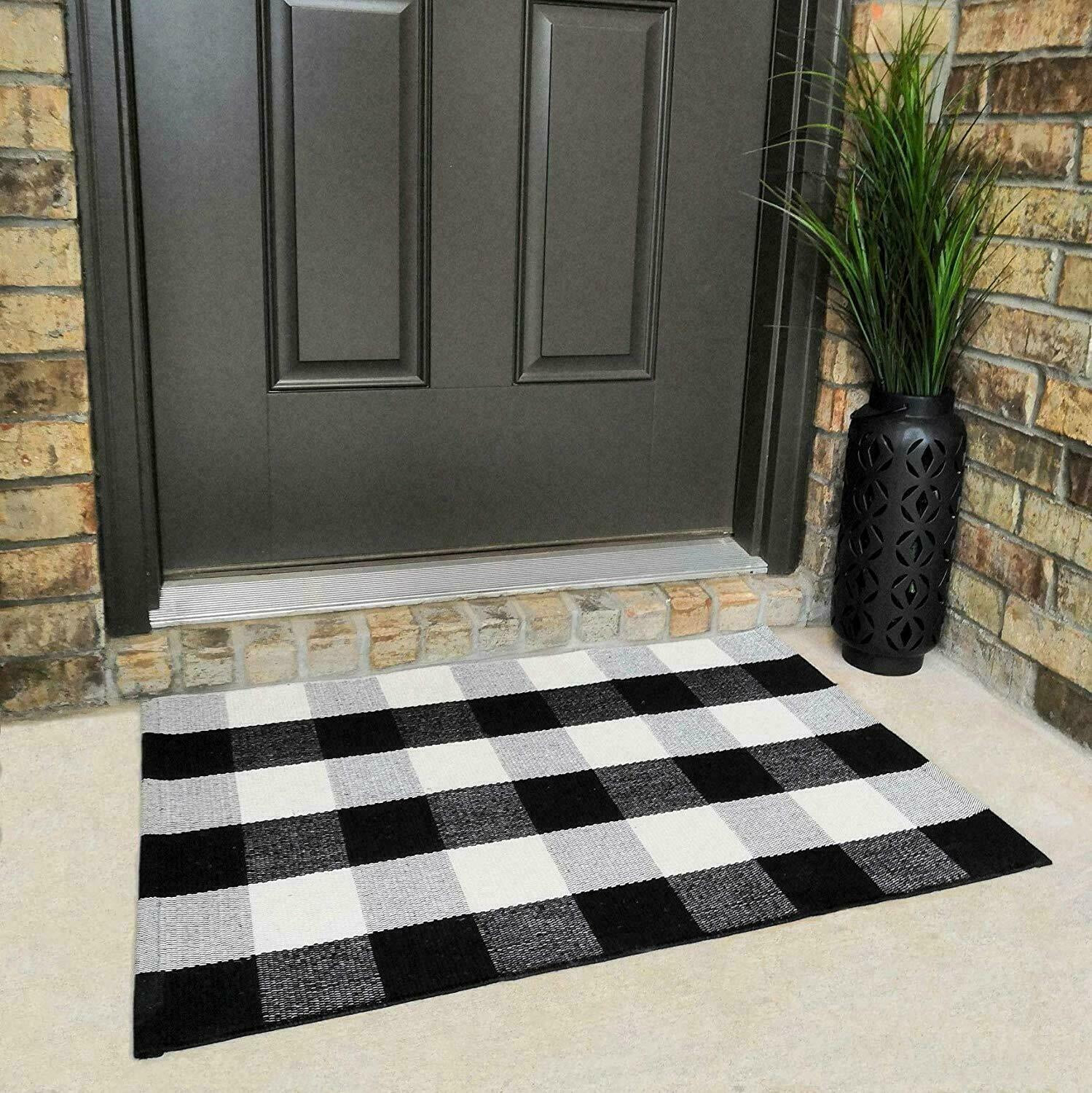 Cotton Buffalo Plaid Rugs Black and White Checkered Rug Welcome Door Mat (17.7"x27.5") Rug for Ki... | Walmart (US)