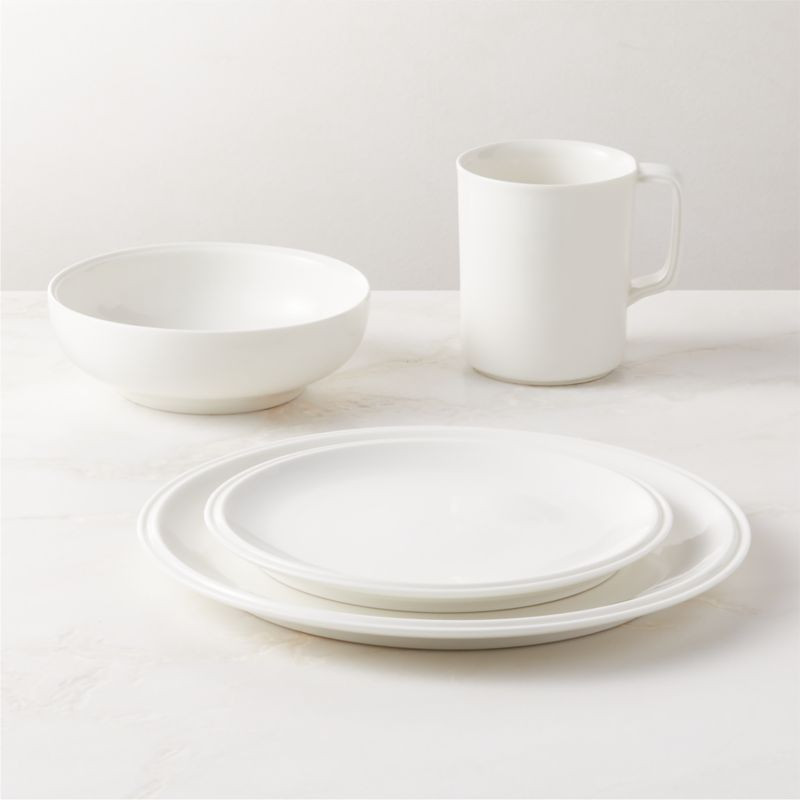 Frette 4-Piece Off-White Dinnerware Set with Soup Bowl + Reviews | CB2 | CB2