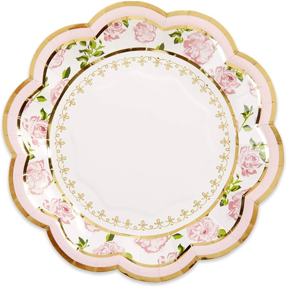 Kate Aspen Vintage Floral Tea Party 7 inch Pink (Set of 16) Premium Decorative Paper Plates - Perfec | Amazon (US)