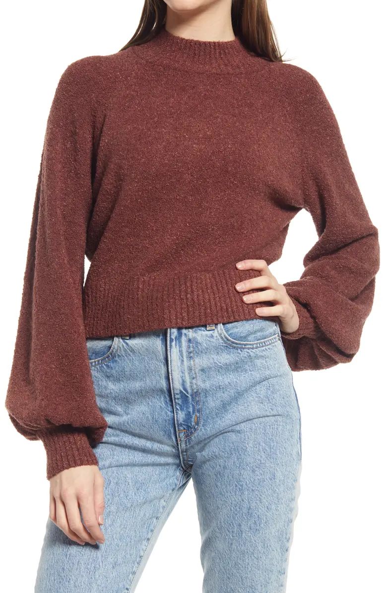 VICI Collection Mock Neck Balloon Sleeve Crop Sweater | Nordstrom | Nordstrom