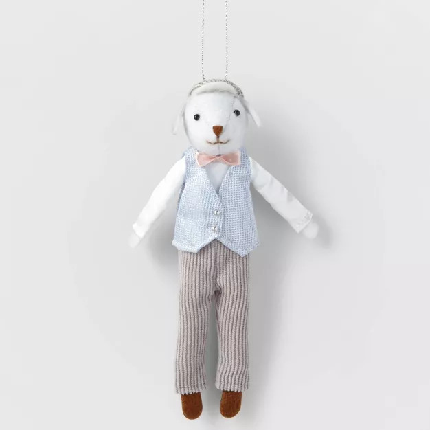 Fabric Dog Dressed in Blue Vest Christmas Tree Ornament - Wondershop™ | Target