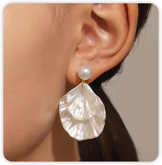 SmileBelle Pearl Earrings For Women, Ear Climbers Earrings For Women Silver Bow Drop Jewelry, Fre... | Amazon (US)