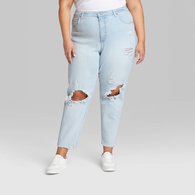 Women's Super-High Rise Distressed Mom Jeans - Wild Fable™ Light Wash | Target