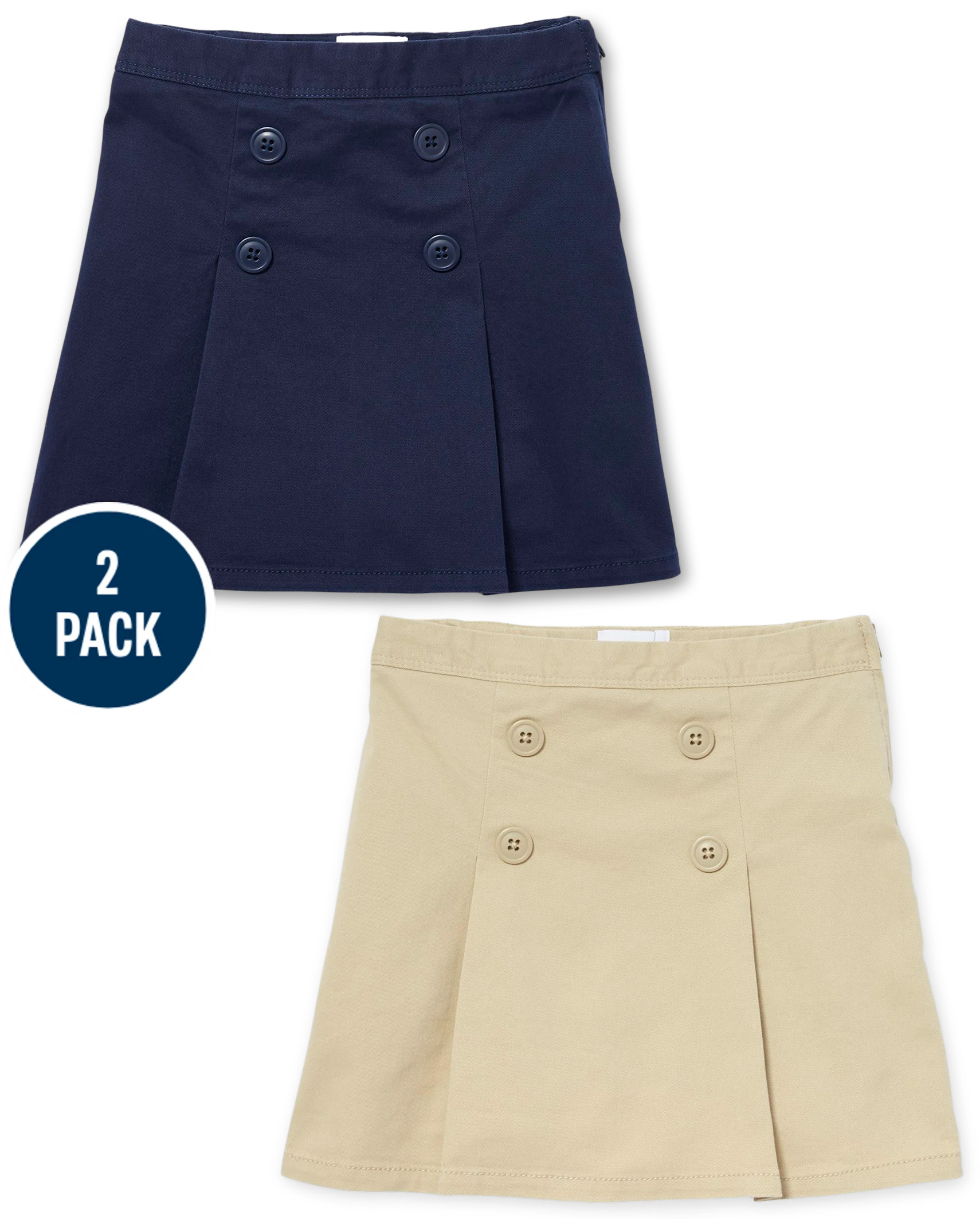 Girls Uniform Pleated Button Skort 2-Pack - tidal | The Children's Place