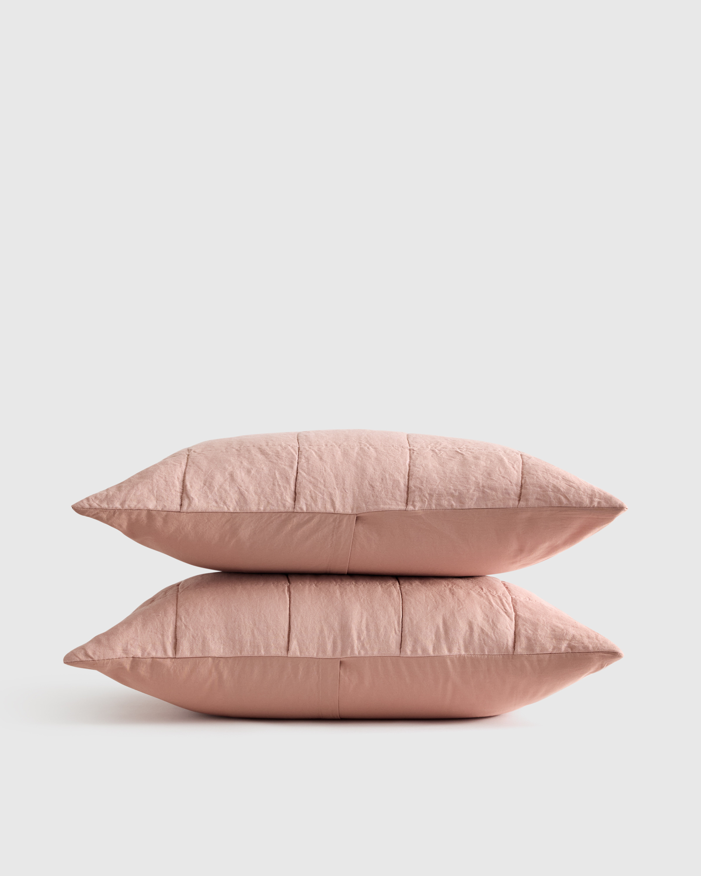 Quince | Lightweight European Linen Box Quilted Sham Set in Dusty Mauve, Size King | Quince