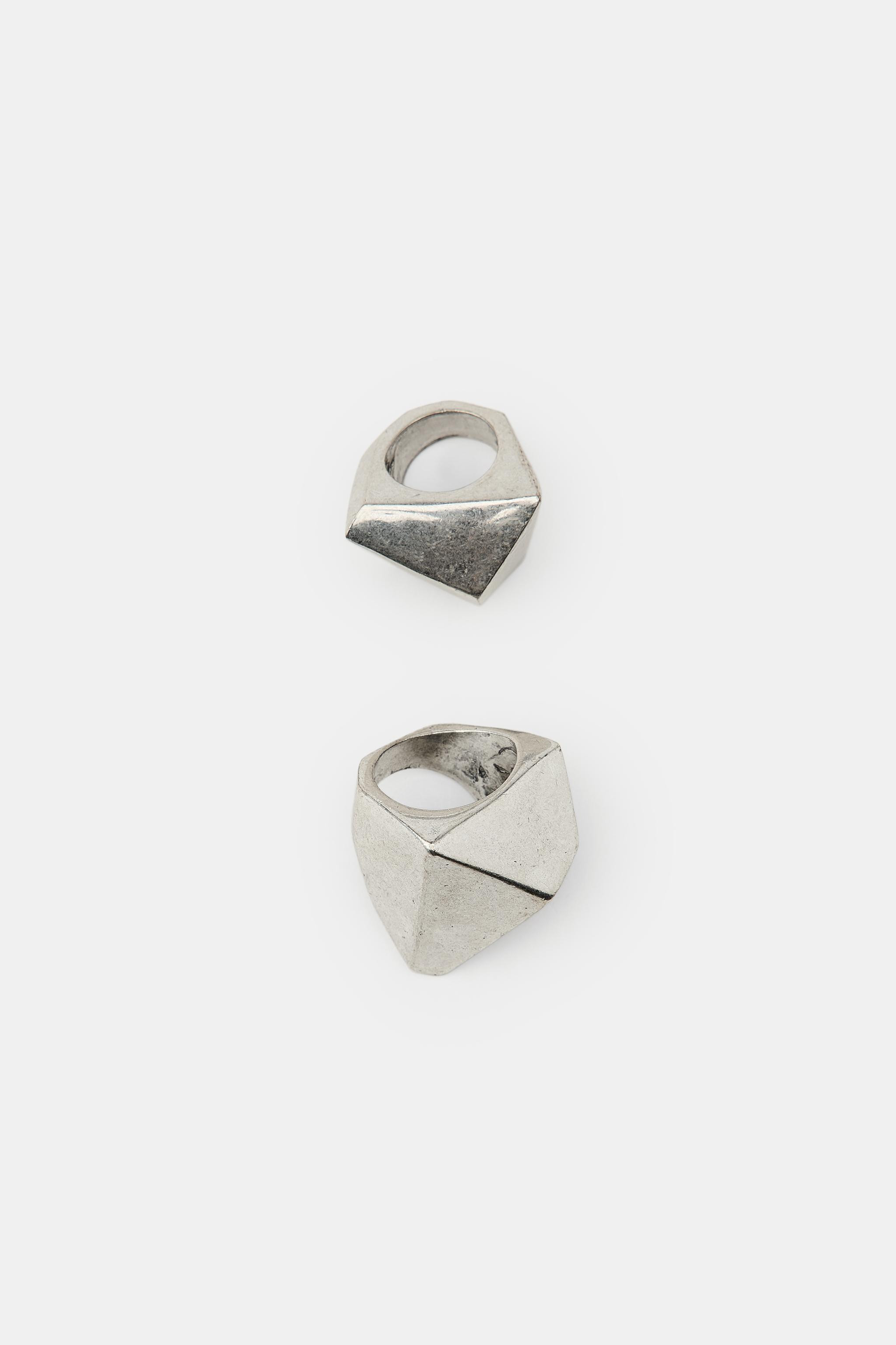 2-PACK OF GEOMETRIC SHAPE RINGS | Zara US