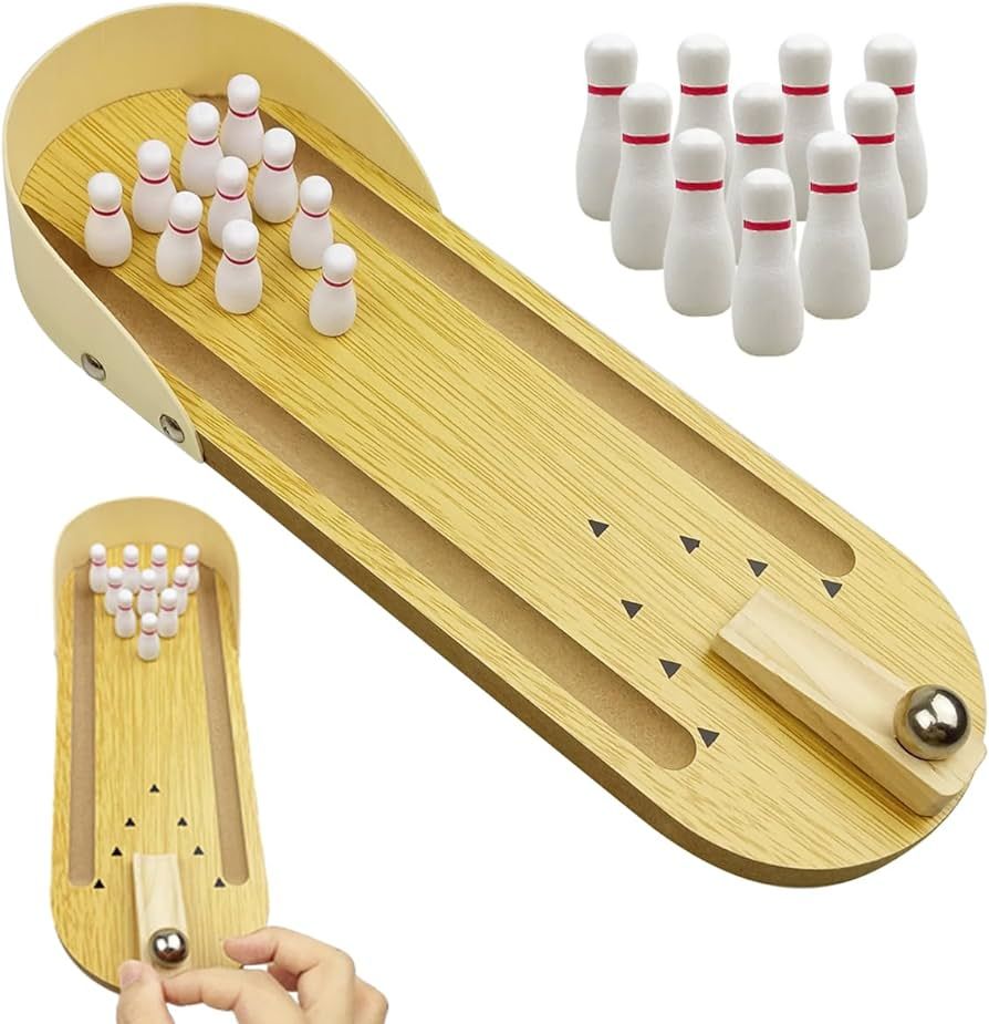 Anditoy Tabletop Mini Bowling Game Set Wooden Desk Toys for Men Adults Kids Teens Christmas Stock... | Amazon (US)