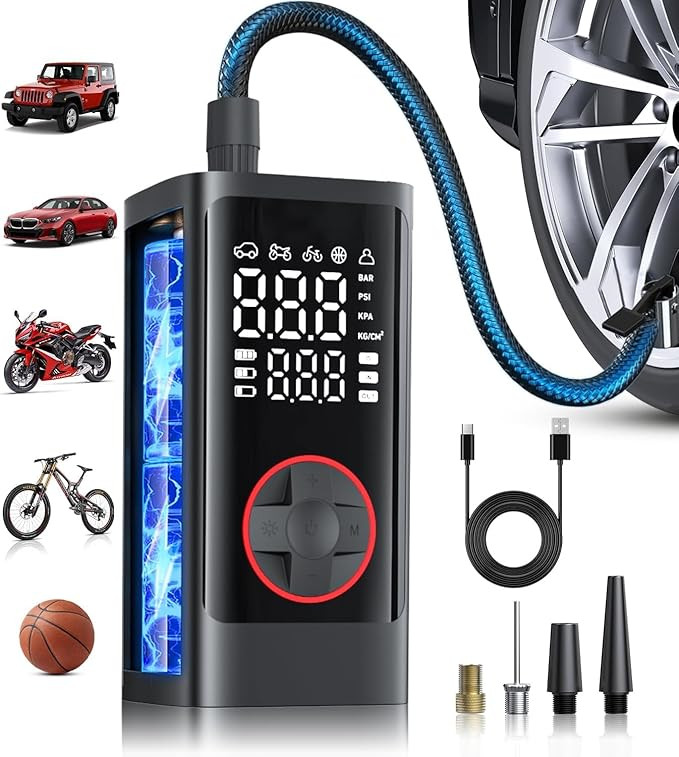 Tire Inflator Portable Air Compressor, 150PSI Cordless Air Pump for Car Tires, Electric Bike Tire... | Amazon (US)